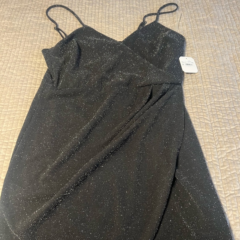 Altar'd State Black Sparkle Slip Dress